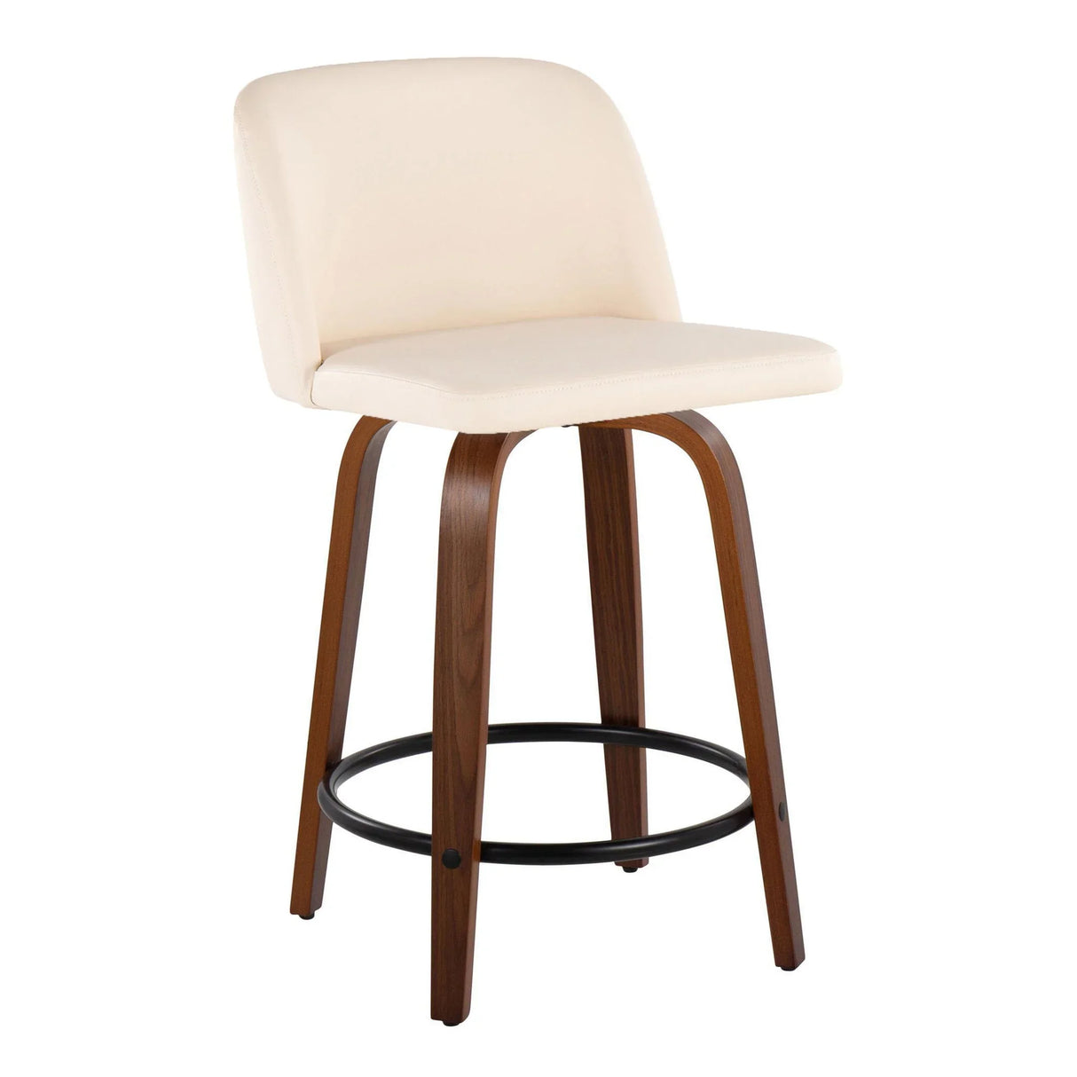 Toriano - Mid Century Modern, Fixed Height Counter Stool & Swivel And Round Footrest (Set of 2) - Furniture Home Direct