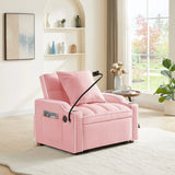 Convertible Velvet 3 In 1 Sofa Bed With Adjustable Sleeper Chair And Multi Pockets - Furniture Home Direct
