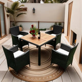 Outdoor Patio Wicker Dining Set With Acacia Wood Top - Furniture Home Direct