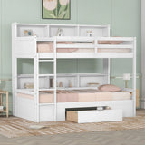 Twin Size Bunk Bed With Built-In Shelves Beside Both Upper And Down Bed And Storage Drawer - Furniture Home Direct