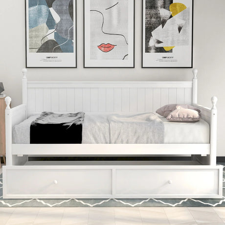 Twin Size Daybed & Twin Size Trundle - White - Furniture Home Direct
