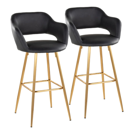 Margarite - Contemporary Fixed Height Barstool With Footrest (Set of 2) With Square - Furniture Home Direct