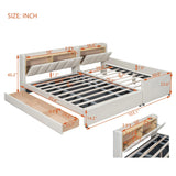 Platform Bed With Storage Drawers And USB Ports Beige - Furniture Home Direct