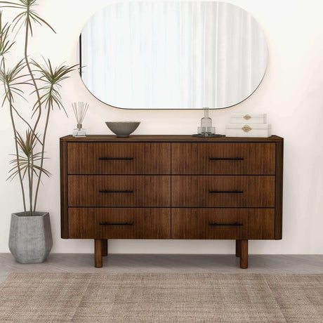 Logan - Mid-Century Modern Dresser With 6 Drawers - Brown - Furniture Home Direct