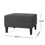 Classic Ottoman With Birch Wood Legs And Fabric Upholstery