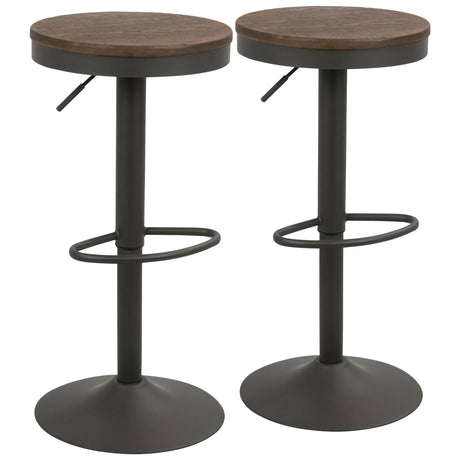 Dakota - Industrial Adjustable Barstool (Set of 2) - Furniture Home Direct