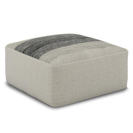 Sabella - Square Woven Outdoor / Indoor Pouf - Gray / White - Furniture Home Direct