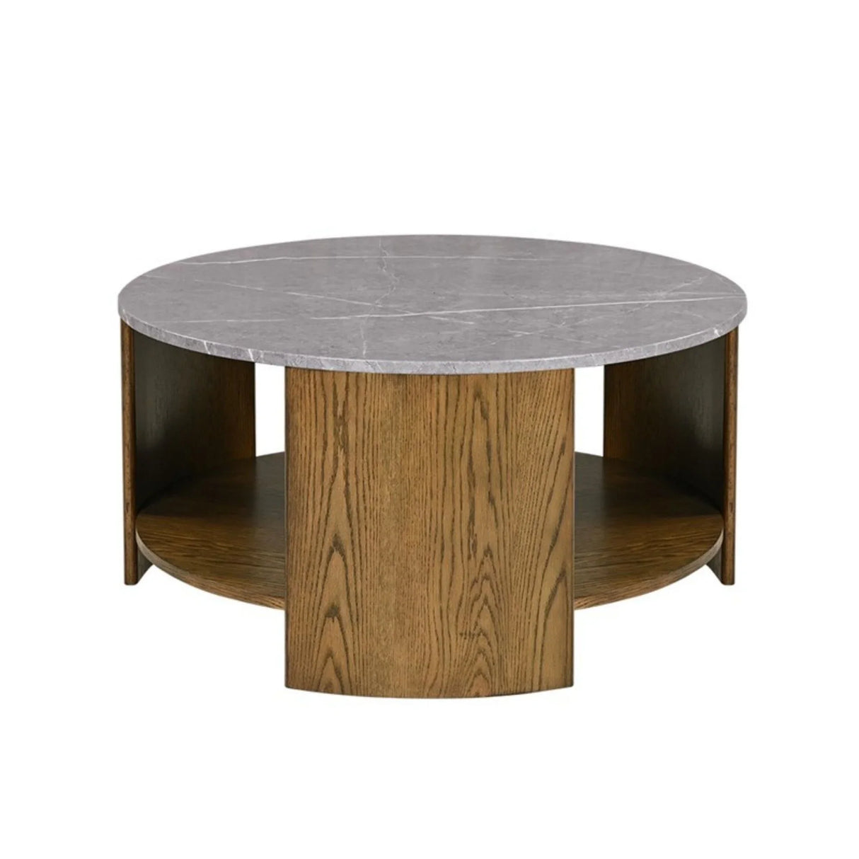 Keegan - Round Coffee Table With Shelf - Oak - Furniture Home Direct