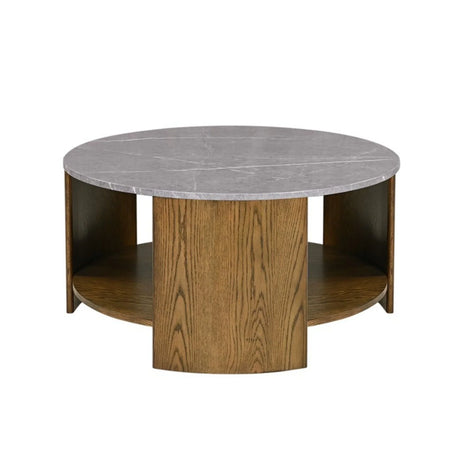 Keegan - Round Coffee Table With Shelf - Oak - Furniture Home Direct