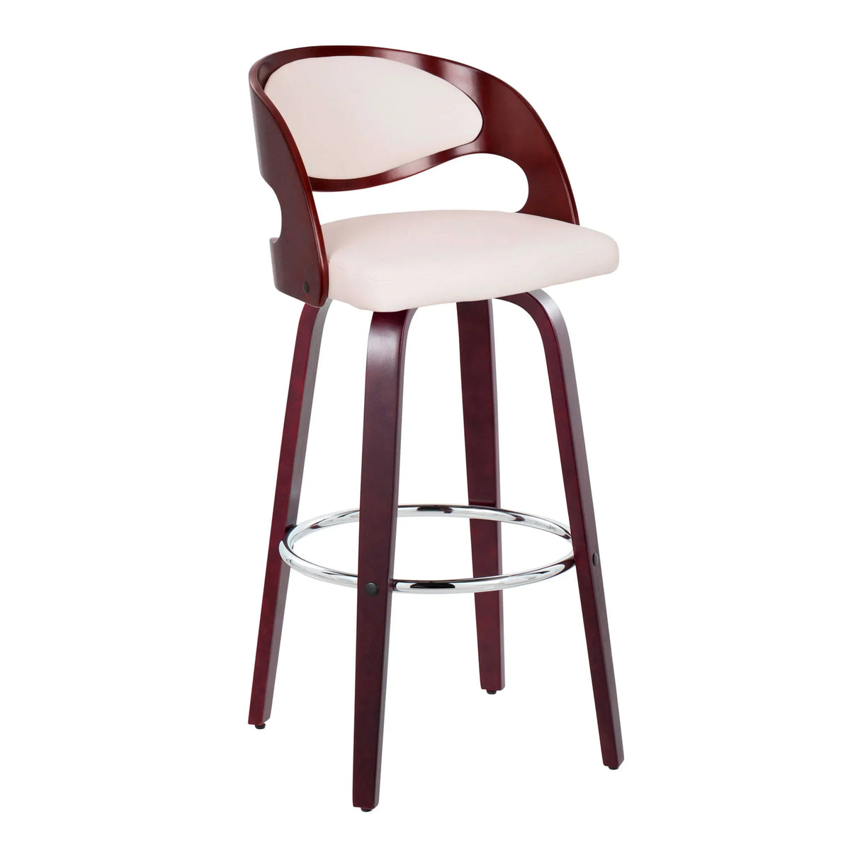 Pino - Mid Century Modern Fixed Height Barstool With Swivel & Round Footrest (Set of 2) - Furniture Home Direct