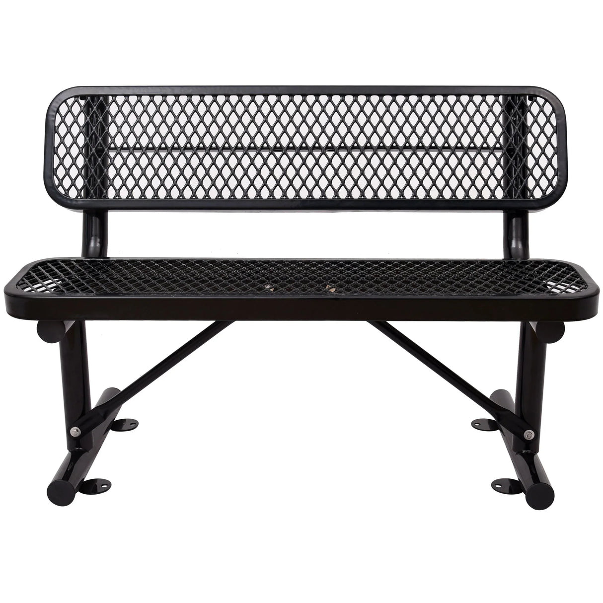 6' Outdoor Steel Bench With Backrest - Furniture Home Direct
