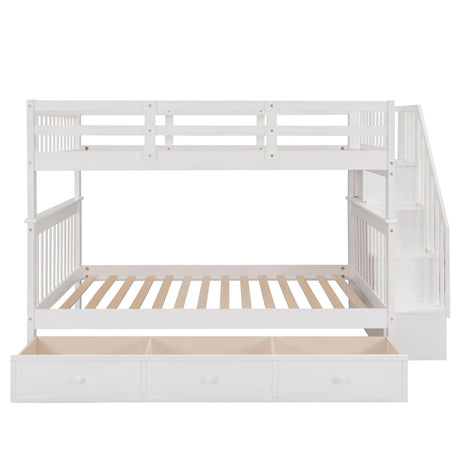 Stairway Bunk Bed With Storage And Guard Rail For Bedroom - Furniture Home Direct