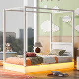 LED Canopy Bed, Canopy Platform Bed With Support Slats, No Box Spring Needed - Furniture Home Direct