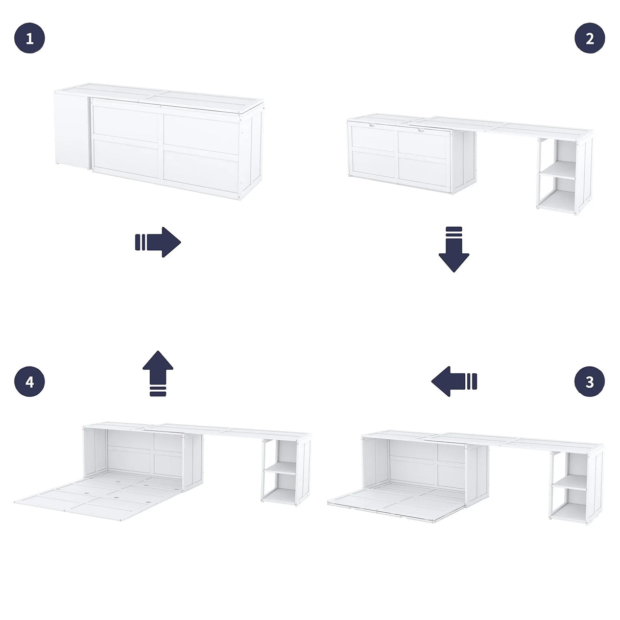 Modern Cabinet Bed With Desk and Storage - Queen Size - Furniture Home Direct