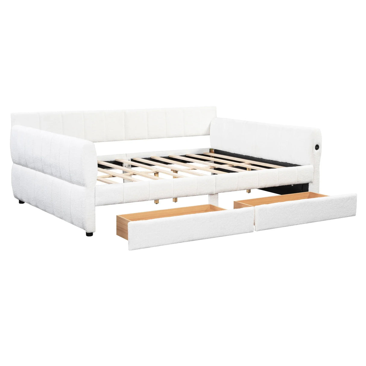 Upholstered Platform Bed With USB And 2 Drawers - Furniture Home Direct