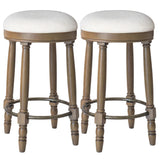 360° Swivel Wooden Barstools With Upholstered Seat, Counter Height (Set of 2) - Furniture Home Direct