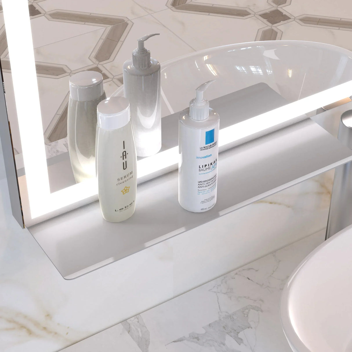 LED Bathroom Vanity Mirror Wall Mounted Adjustable White / Warm / Natural Lights Anti-Fog Touch Switch With Memory Modern Smart Large Bathroom Mirrors - Furniture Home Direct