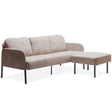 Modern L Shaped 3 Seater Sofa With Ottoman, Upholstered Couch For Small Spaces - Furniture Home Direct