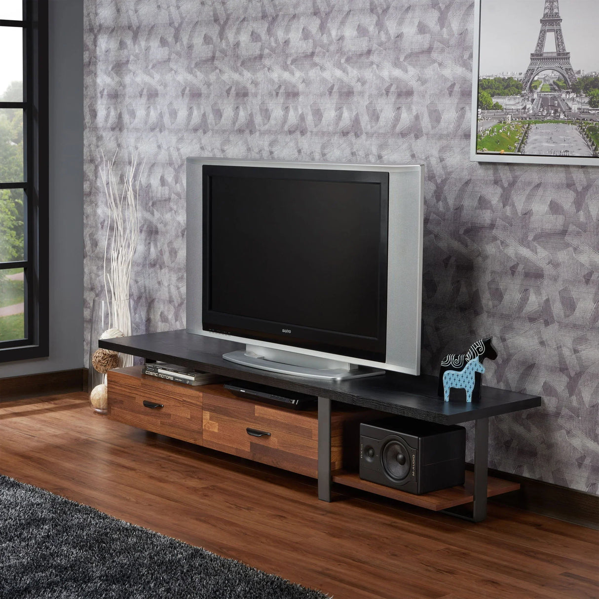 Elling - TV Stand - Walnut / Black - Furniture Home Direct
