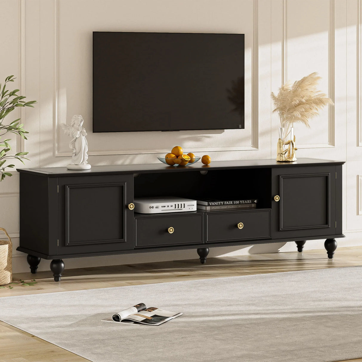 TV Stand For TVs Up To 80", Entertainment Center With Open Compartment - Furniture Home Direct