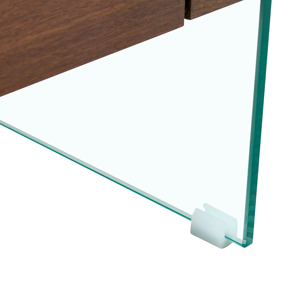 Coffee Table Two Tier Glass Top With Drawer Dark Walnut - Furniture Home Direct