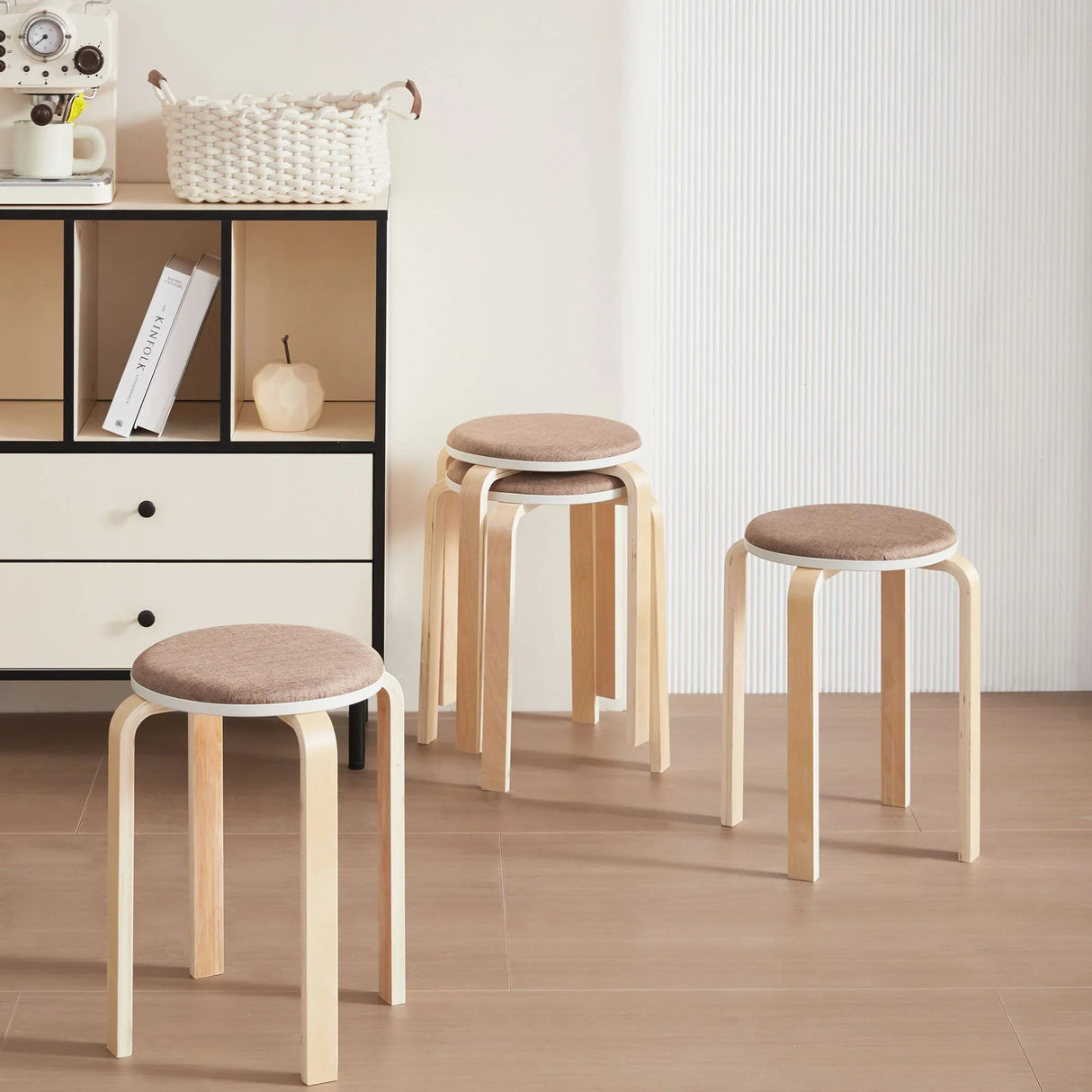 Stackable Round Backless Stools (Set of 4) - Furniture Home Direct