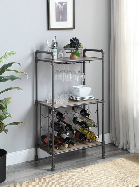 Brantley - Wine Rack - Gray / Oak - Furniture Home Direct