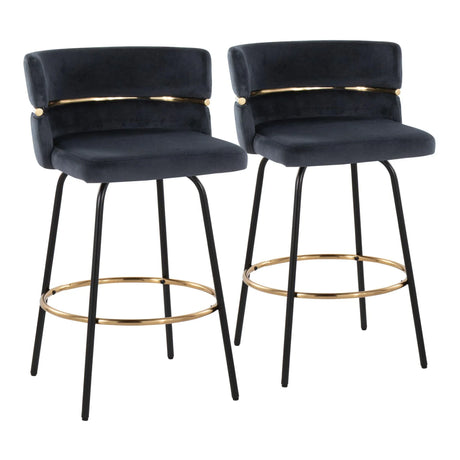 Cinch - Contemporary Fixed Height Counter Stool With Swivel & Round Footrest (Set of 2) - Furniture Home Direct
