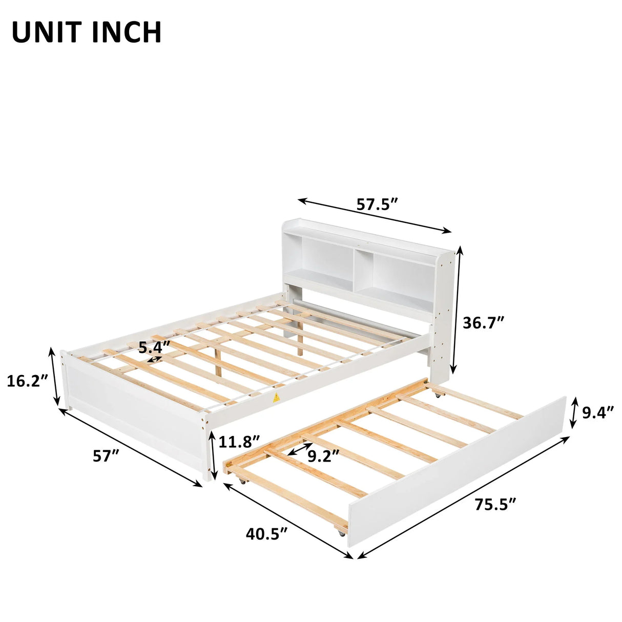 Full Bed With Trundle, Bookcase - Furniture Home Direct