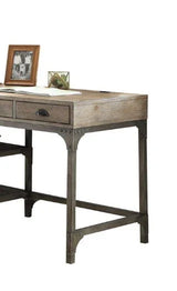 Gorden - Weathered Antique Metal Writing Desk - Oak - Furniture Home Direct