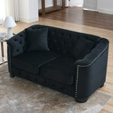 Sofa And Loveseat - Velvet Black - Furniture Home Direct