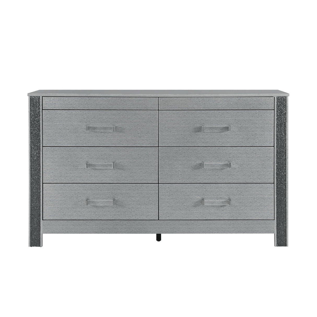 Lorenzo - Dresser With Hidden Jewelry Compartment And Bar Handles In - Silver - Furniture Home Direct