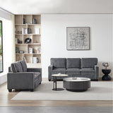 Corduroy Living Room Set Including Sofa and Love Seat - Dark Grey - Furniture Home Direct