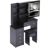 Vanity Table with Cushioned Stool Modern Finish Black - Furniture Home Direct