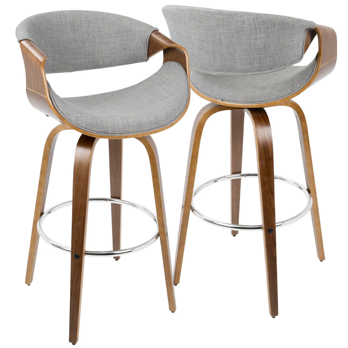 Curvini Mid - Century Modern Fixed Height Barstool With Swivel (Set of 2) - Furniture Home Direct