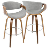 Curvini Mid - Century Modern Fixed Height Barstool With Swivel (Set of 2) - Furniture Home Direct