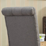 Dining Set 7 Piece Tufted Chairs Wood Table Beige Brown - Furniture Home Direct