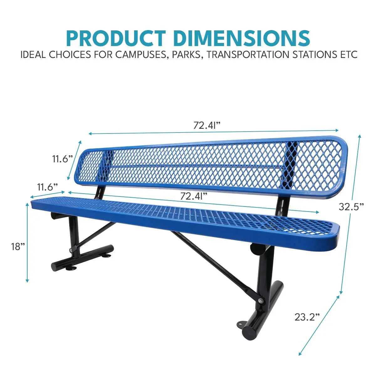 Outdoor Steel Bench With Backrest - Furniture Home Direct