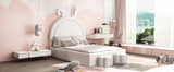Rabbit-Shaped Bed for Kids Upholstered Full-Size White - Furniture Home Direct