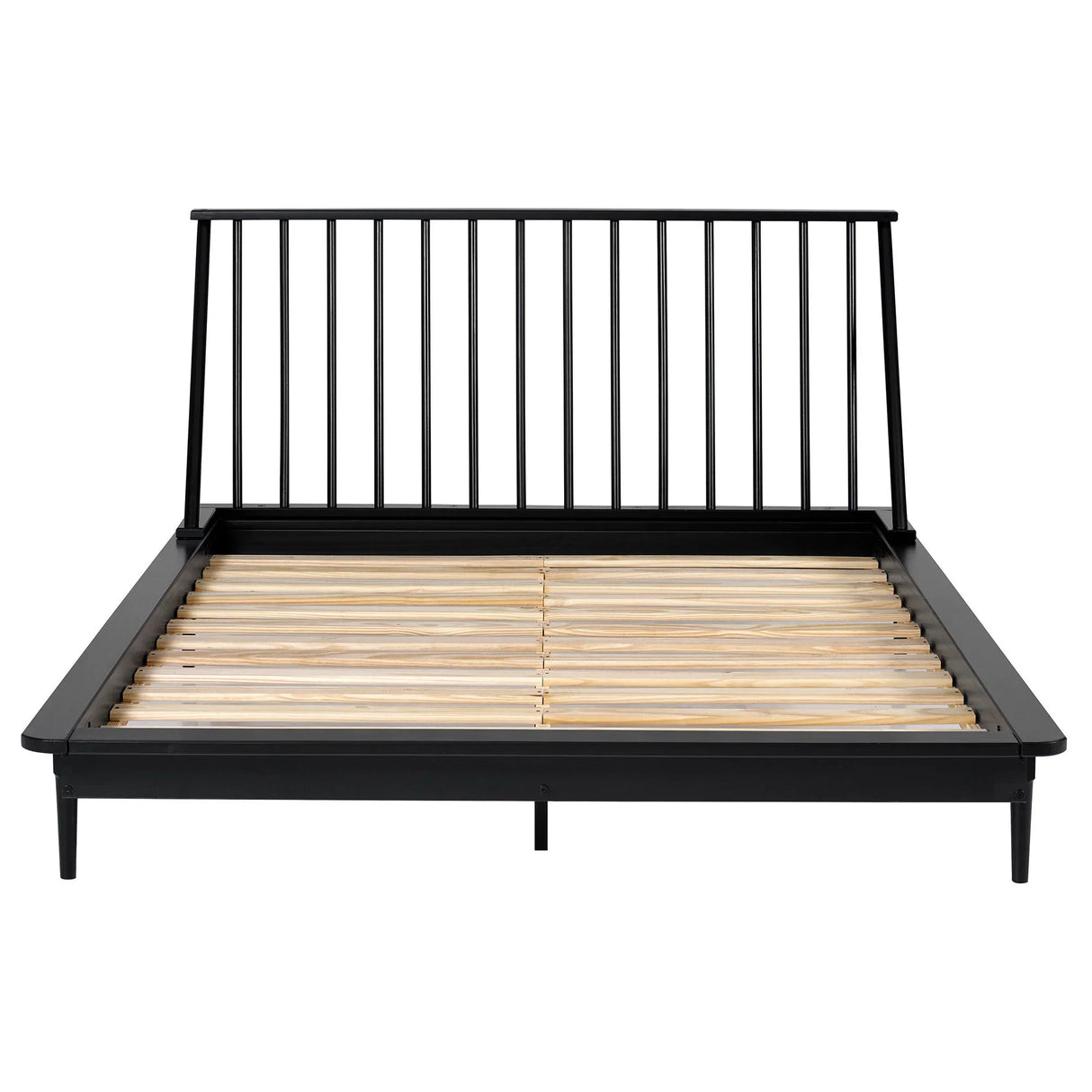 Mid-Century Modern Solid Wood Platform Bed Frame With Spindle Headboard - Furniture Home Direct