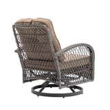 3 Piece Patio Conversation Set With Glass Coffee Table - Khaki - Furniture Home Direct