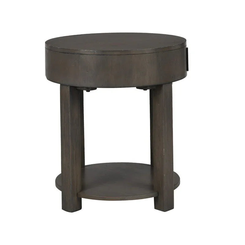 Jonah - MDF End Table With USB Ports - Light Brown - Furniture Home Direct