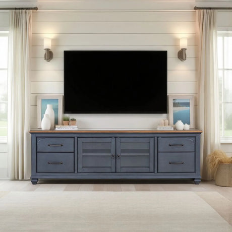 Americana - 84 In TV Stand For TVs Up To 90" - Blue - Furniture Home Direct