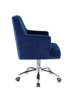 Trenerry - Velvet Office Chair - Blue / Chrome - Furniture Home Direct