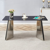 Dining Table Marble Pattern Slab With Butterfly Legs Black - Furniture Home Direct