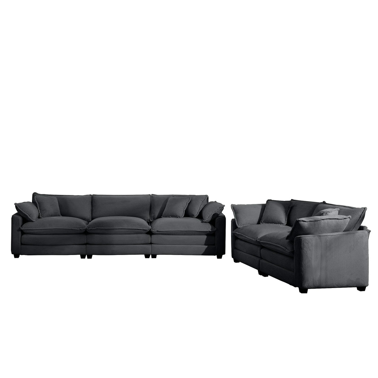 Sofa and Loveseat Set - Gray - Furniture Home Direct