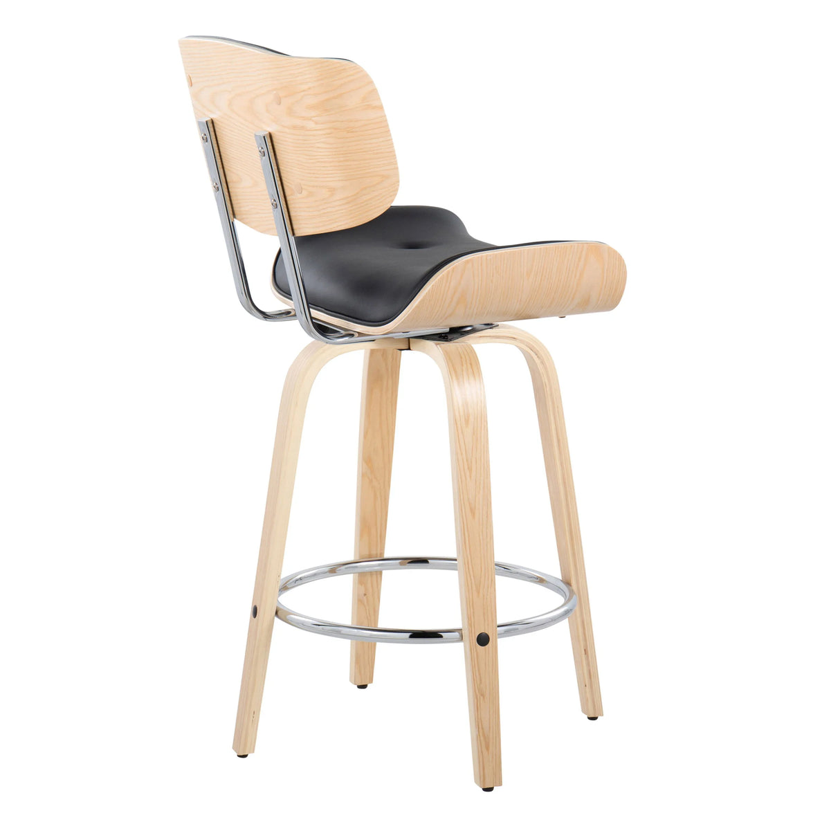Lombardi - Mid Century Modern Fixed Height Counter Stool With Swivel With Round Footrest (Set of 2) - Furniture Home Direct