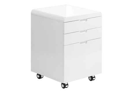 File Cabinet, Rolling Mobile, Storage Drawers, Printer Stand, Office, Work, Glossy Contemporary, Modern - White - Furniture Home Direct