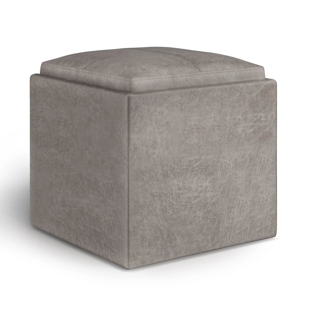 Rockwood - Upholstered Cube Storage Ottoman With Tray - Furniture Home Direct