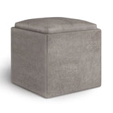 Rockwood - Upholstered Cube Storage Ottoman With Tray - Furniture Home Direct
